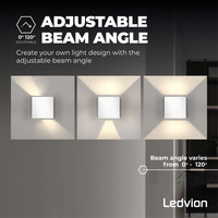 Ledvion Dimbare LED Wandlamp Buiten Wit - Tweezijdig - 3000K -  7W - IP54