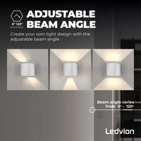 Dimbare LED Wandlamp Buiten Rond Wit - Tweezijdig - 3000K - 7W Ledvion Dimbare LED Wandlamp Buiten Rond Wit - Tweezijdig - 3000K - 7W