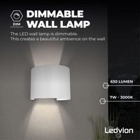 Dimbare LED Wandlamp Buiten Rond Wit - Tweezijdig - 3000K - 7W Ledvion Dimbare LED Wandlamp Buiten Rond Wit - Tweezijdig - 3000K - 7W