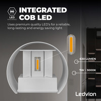 Dimbare LED Wandlamp Buiten Rond Wit - Tweezijdig - 3000K - 7W Ledvion Dimbare LED Wandlamp Buiten Rond Wit - Tweezijdig - 3000K - 7W