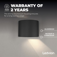 Ledvion Dimbare LED Wandlamp Buiten Rond Antraciet - Tweezijdig - 3000K - 7W