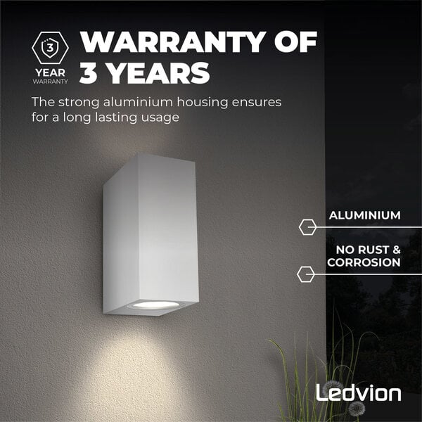 Ledvion Wandlamp Buiten - Cube Wit - 2 Zijdig