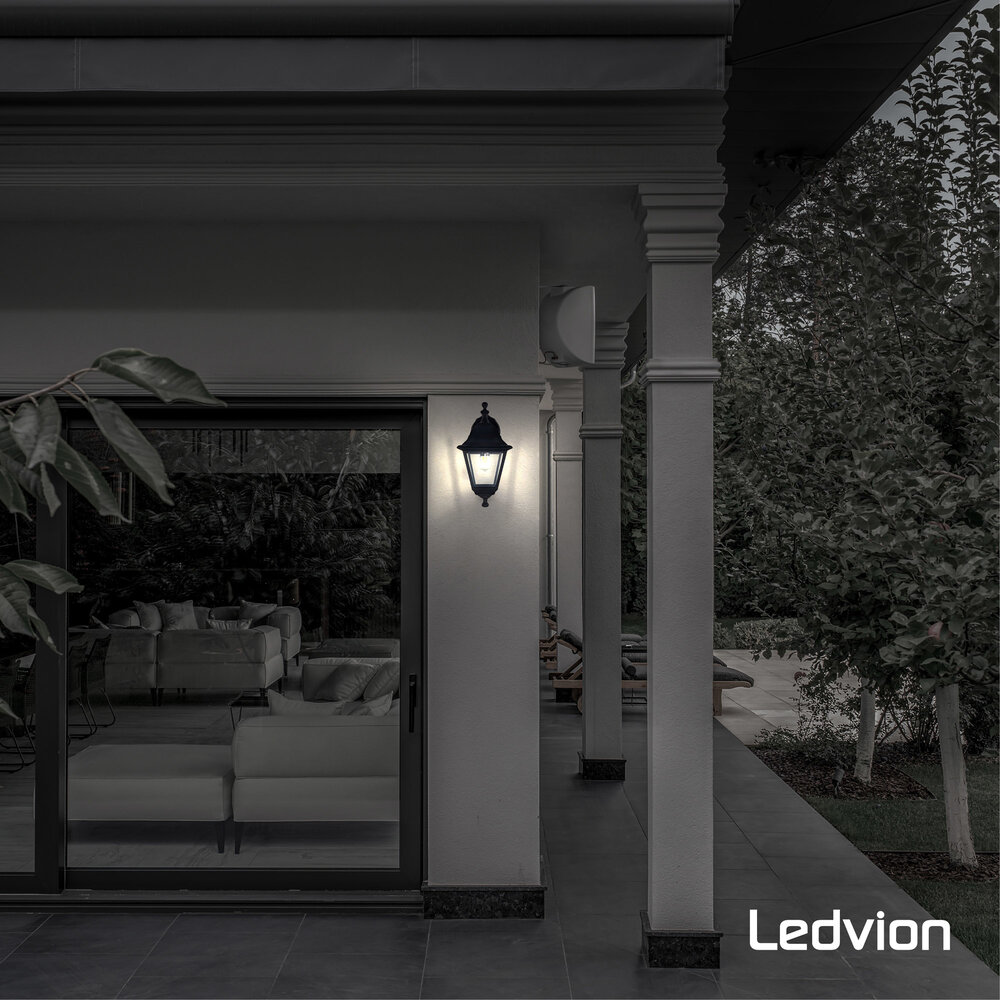 Ledvion Klassieke Wandlamp Buiten Vela S - Zwart - E27