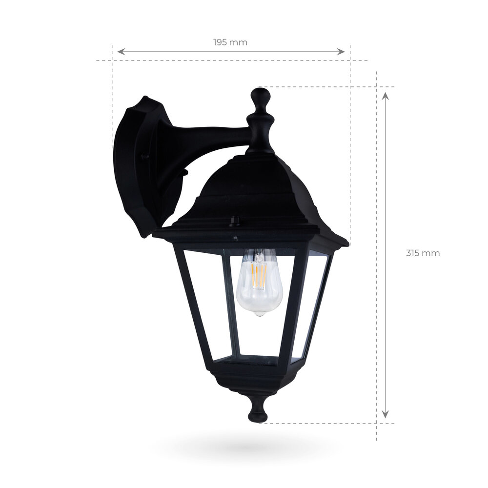 Ledvion Klassieke Wandlamp Buiten Vela S - Zwart - E27