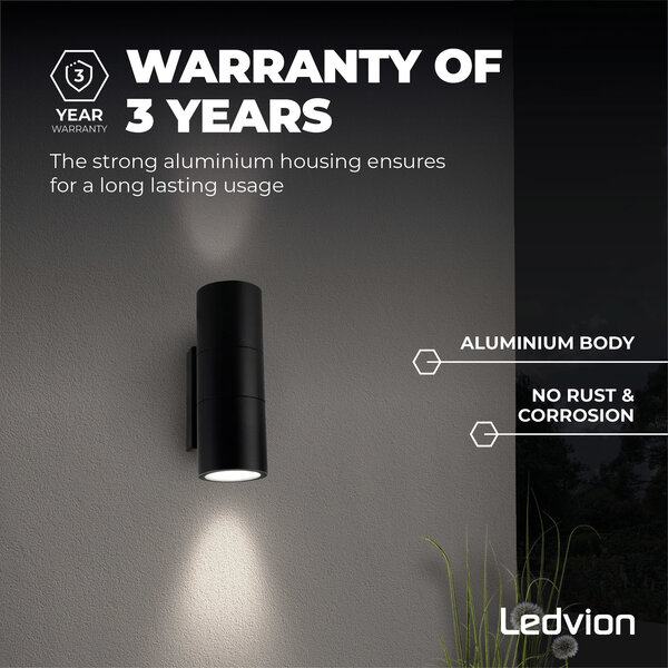 Ledvion LED Wandlamp Up & Down  Telesto - Zwart - GU10