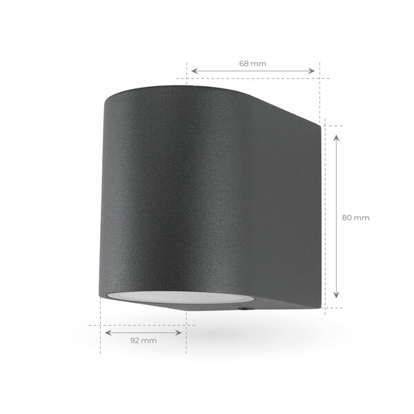 Ledvion Wandlamp Buiten - IP54 - GU10 Fitting - Rond Antraciet