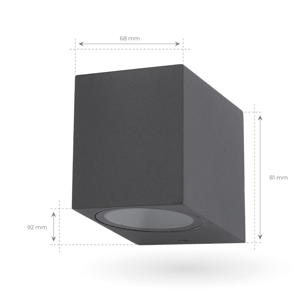 Ledvion Wandlamp buiten - Cube Antraciet - 1 Zijdig