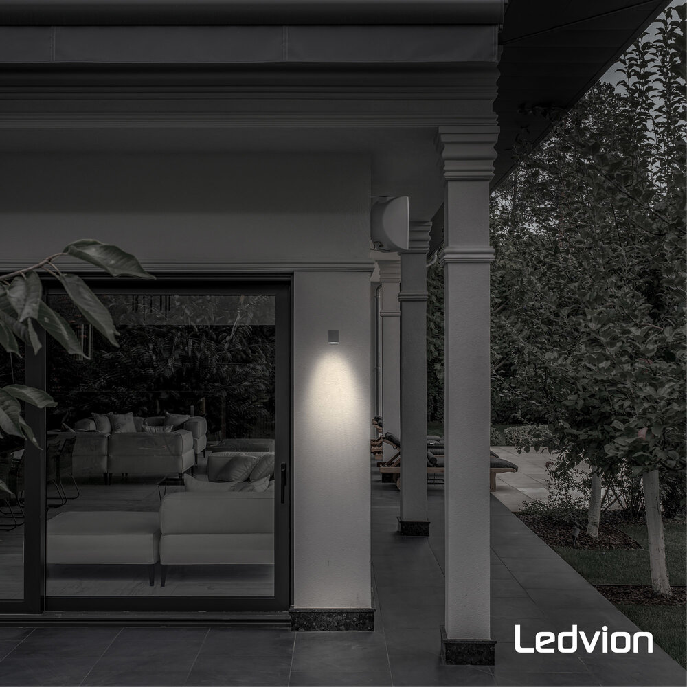 Ledvion Wandlamp buiten - Cube Antraciet - 1 Zijdig