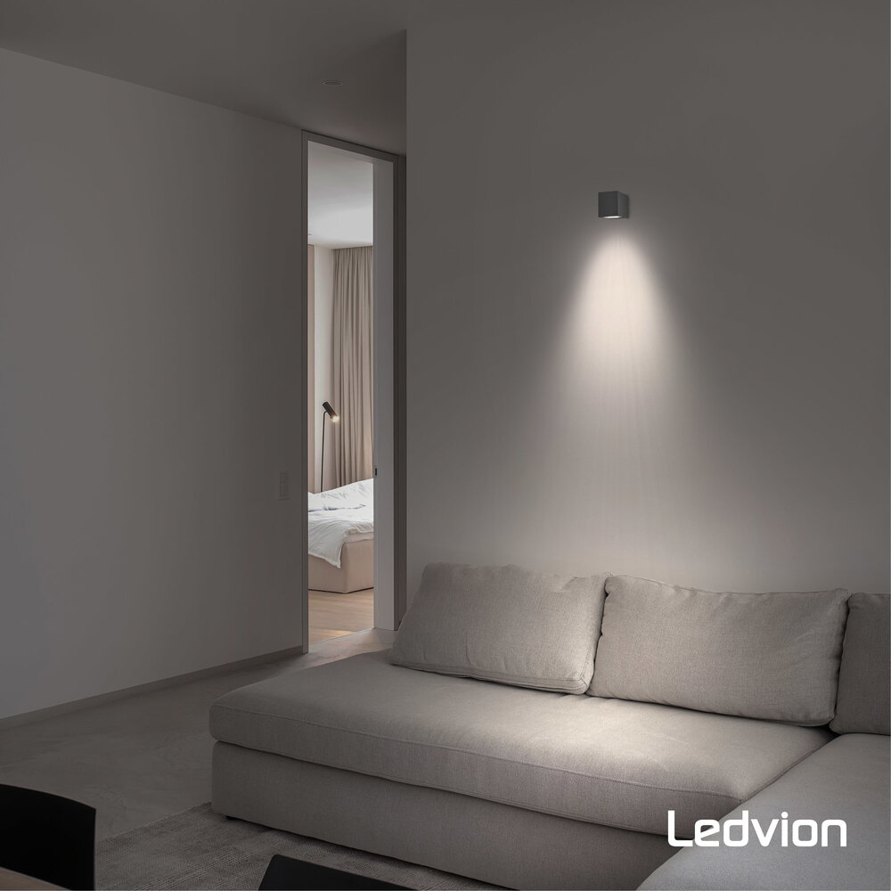 Ledvion Wandlamp buiten - Cube Antraciet - 1 Zijdig