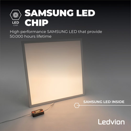 Ledvion Samsung LED Paneel 60x60 - 36W - 125 lm/W - UGR <19 - 3000K  - 5 Jaar Garantie