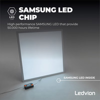 Samsung LED Paneel 60x60 - 36W - 125 lm/W - UGR <19 - 6500K - 5 Jaar Garantie Ledvion Samsung LED Paneel 60x60 - 36W - 125 lm/W - UGR <19 - 6500K - 5 Jaar Garantie