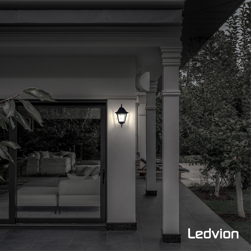 Ledvion Klassieke Wandlamp Buiten Vela M - Zwart - E27