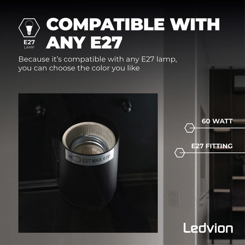Ledvion Wandlamp Industrieel Buiten Lyra - Zwart - E27 - Glas