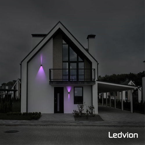 Ledvion Smart LED Wandlamp - RGB + CCT - Dimbaar - IP54 - 6,5W - Up & Down - Zwart - Geschikt voor Binnen & Buiten