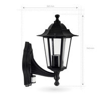 Ledvion Buitenlamp met Sensor - Zwart Klassiek - E27 Fitting  - IP44