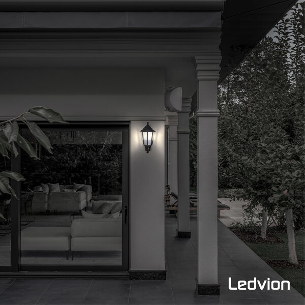 Ledvion Buitenlamp met Sensor - Zwart Klassiek - E27 Fitting  - IP44