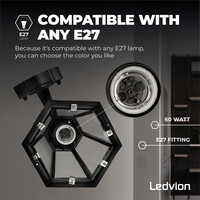 Ledvion Buitenlamp Met Sensor - Zwart Klassiek - E27 Fitting  - IP44