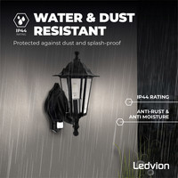 Ledvion Buitenlamp met Sensor - Zwart Klassiek - E27 Fitting  - IP44