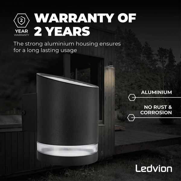 Ledvion Solar Wandlamp  Elara - 3000K - IP44 - Zwart