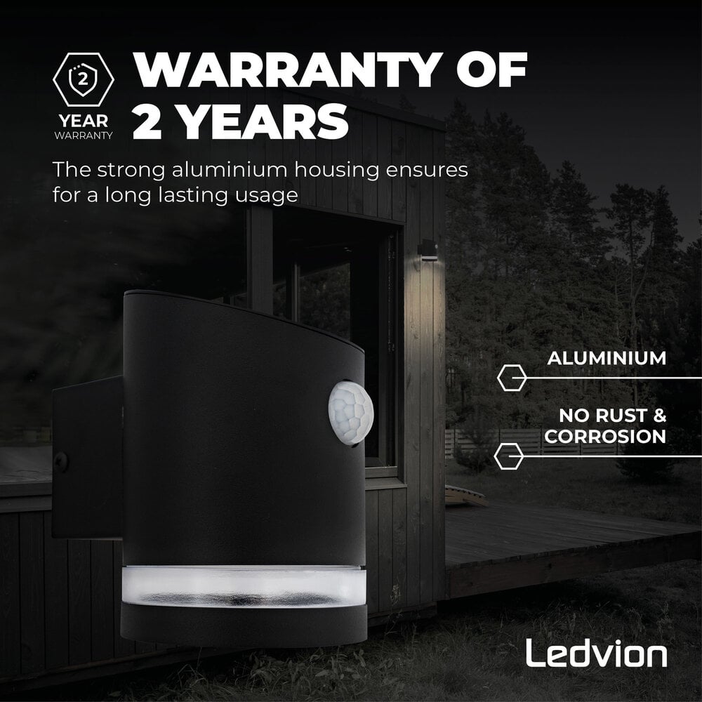 Ledvion Solar Wandlamp Met Sensor Elara - 3000K - 150 Lumen - Zwart