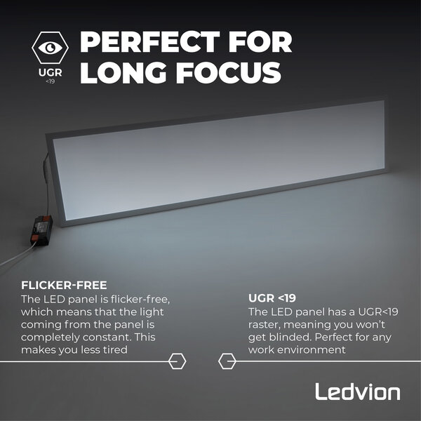 Ledvion Samsung LED Paneel 30x120 - 36W - 125 lm/W - UGR <19 - 6500K - 5 Jaar Garantie