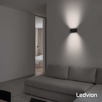 Ledvion LED Wandlamp Buiten Mira M Zwart - 3000K - 12W - IP54