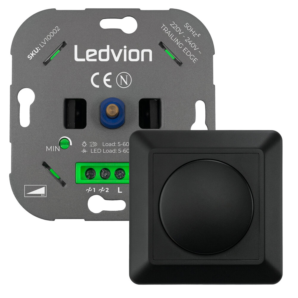 Ledvion LED Dimmer 5-600 Watt 220-240V - Fase Afsnijding - Universeel - Compleet