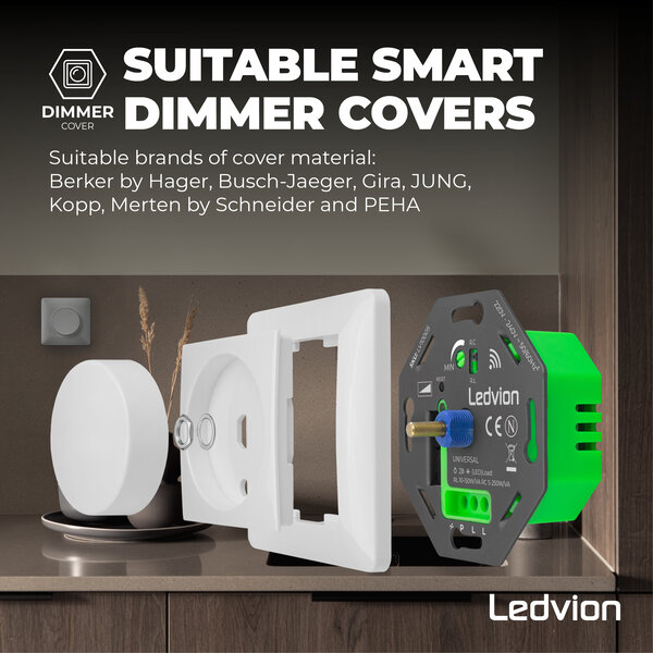 Ledvion Smart WIFI LED Dimmer 5-250W LED 220-240V - Fase Aan/Afsnijding - Universeel
