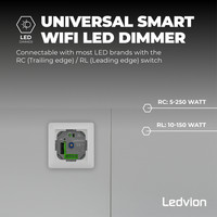 Ledvion Smart WIFI LED Dimmer 5-250W LED 220-240V - Fase Aan/Afsnijding - Universeel - Compleet