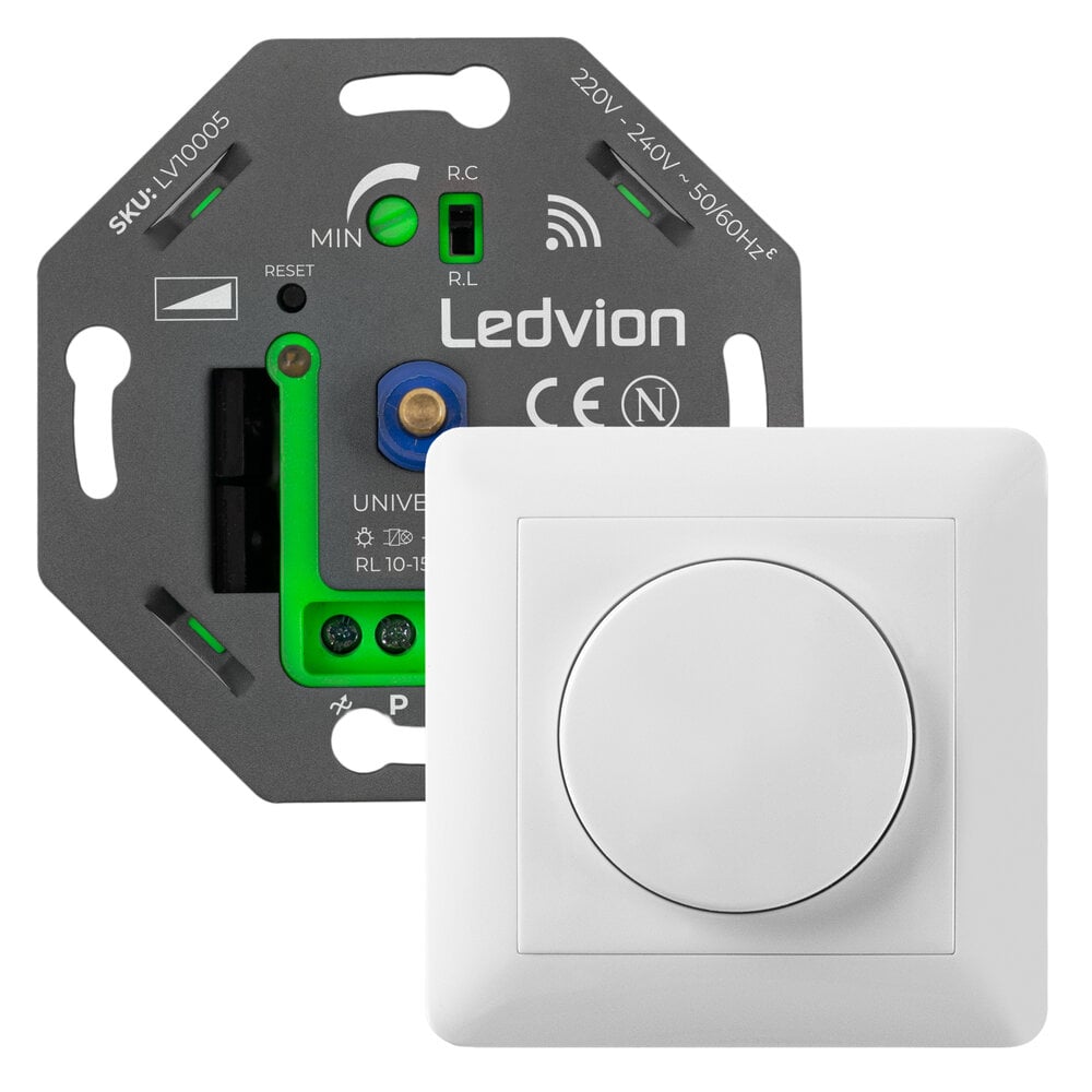 Ledvion Smart WIFI LED Dimmer 5-250W LED 220-240V - Fase Aan/Afsnijding - Universeel - Compleet