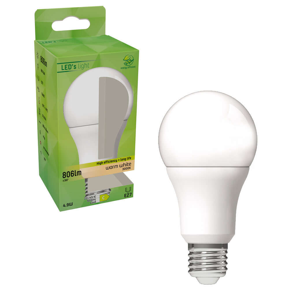 Lightexpert E27 LED Lamp Peer Ø60 - 4.9W - 164lm/W - 3000K - 806 Lm