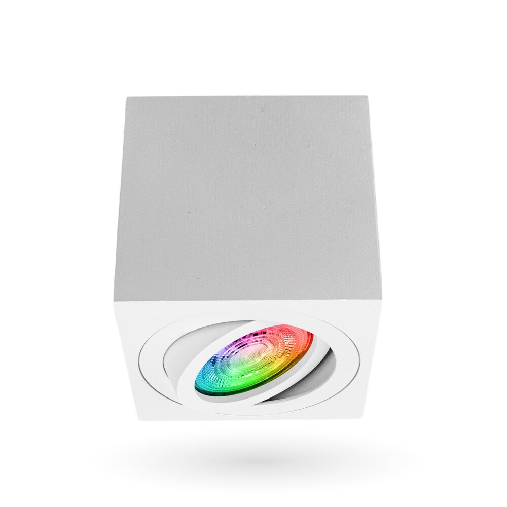 Lightexpert Smart LED Opbouwspot - Vierkant - Wit - 4,9W - RGB+CCT - Kantelbaar