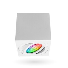 Smart LED Opbouwspot - Vierkant - Wit - 4,9W - RGB+CCT - Kantelbaar