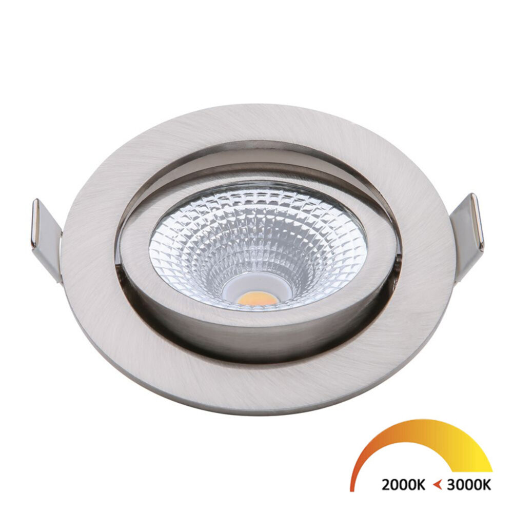 EcoDim LED Inbouwspots Nikkel - 5W – IP54 – 2000K-3000K - Kantelbaar