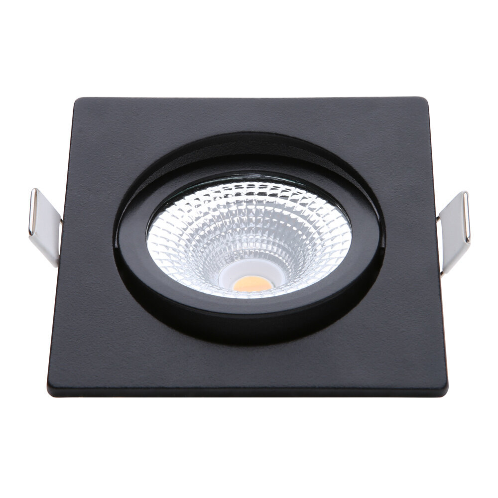 EcoDim LED Inbouwspots Zwart - 5W – IP54 – 2000K-3000K - Kantelbaar - Vierkant