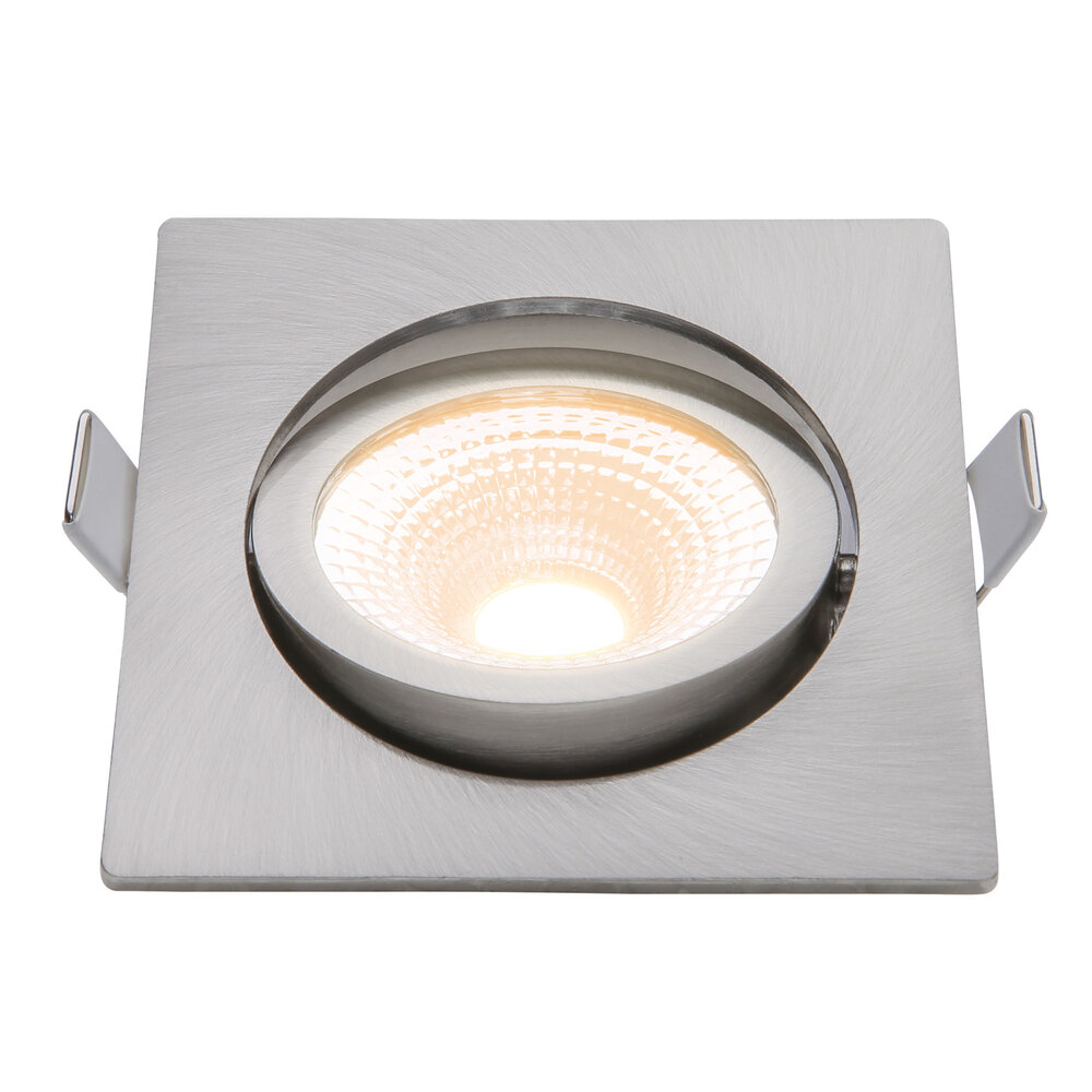 EcoDim LED Inbouwspots Nikkel - 5W – IP54 – 2000K-3000K - Kantelbaar - Vierkant