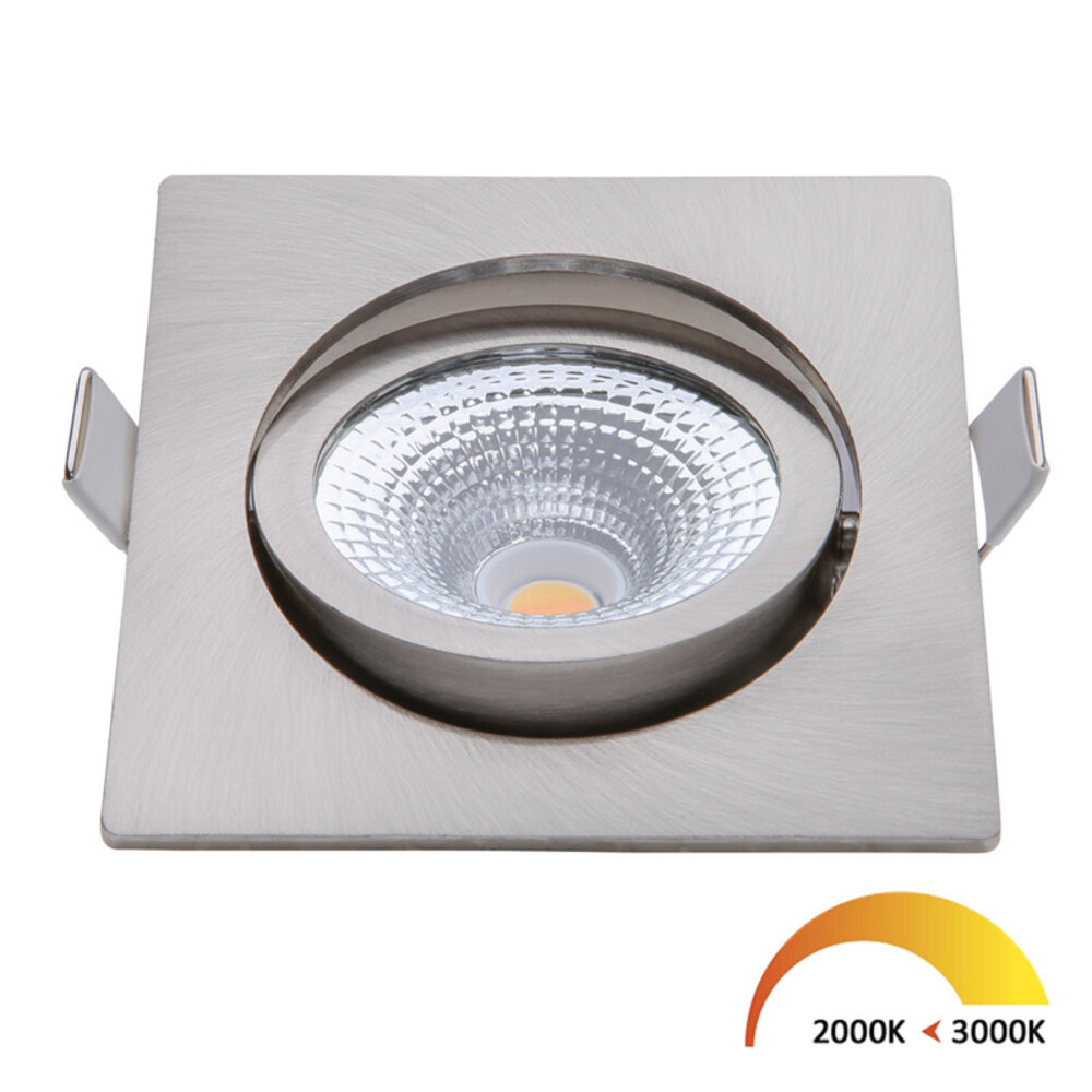 EcoDim LED Inbouwspots Nikkel - 5W – IP54 – 2000K-3000K - Kantelbaar - Vierkant