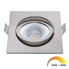 LED Inbouwspots Nikkel - 5W – IP54 – 2000K-3000K - Kantelbaar - Vierkant