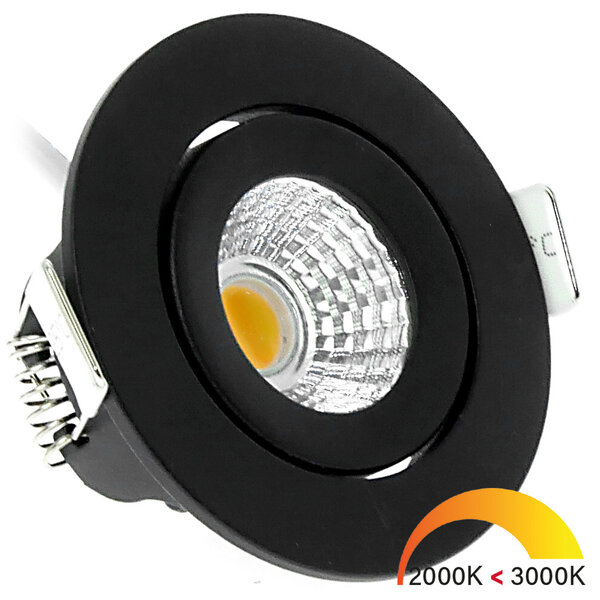 EcoDim LED Inbouwspots  Zwart - 5W – IP54 – 2000K-3000K - Kantelbaar