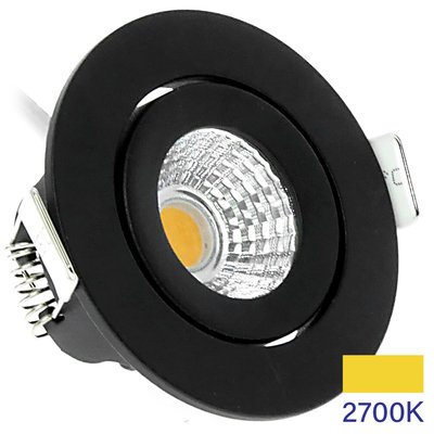 EcoDim LED Inbouwspots Zwart - 5W – IP54 – 2700K - Kantelbaar LED Inbouwspots Zwart - 5W – IP54 – 2700K - Kantelbaar