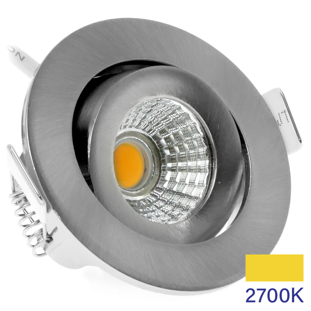 EcoDim LED Inbouwspots Nikkel - 5W – IP54 – 2700K - Kantelbaar