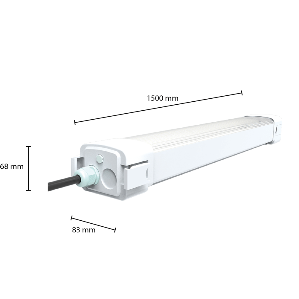 Lightexpert LED Tri Proof Armatuur 150CM - 60W - 150Lm/W - 4500K - IP65 - IK10 - Koppelbaar