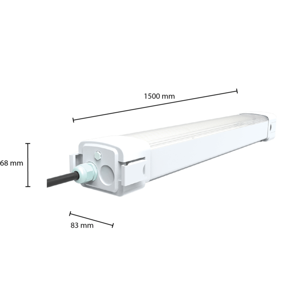 Lightexpert LED Tri Proof Armatuur 150CM - 60W - 150Lm/W - 4500K - IP65 - IK10 - Koppelbaar