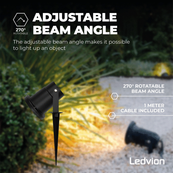 Ledvion LED Prikspot - IP65 - 3W - 2700K - 1 Meter Kabel - Aluminium