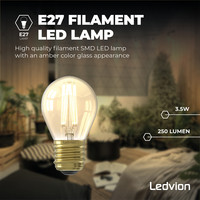 6x E27 LED Lampen - 3.5W - 2100K - 250 Lumen Ledvion 6x E27 LED Lampen - 3.5W - 2100K - 250 Lumen
