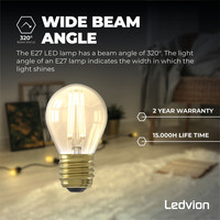 6x E27 LED Lampen - 3.5W - 2100K - 250 Lumen Ledvion 6x E27 LED Lampen - 3.5W - 2100K - 250 Lumen