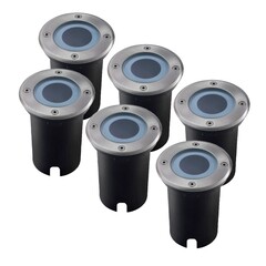 6x IP67 Grondspot LED Rond - GU10 - 1m Kabel