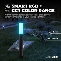 Ledvion Smart WiFi Staande Buitenlampen - RGB+3000K - IP44 - Smart paalverlichting - Zwart - Plug & Play