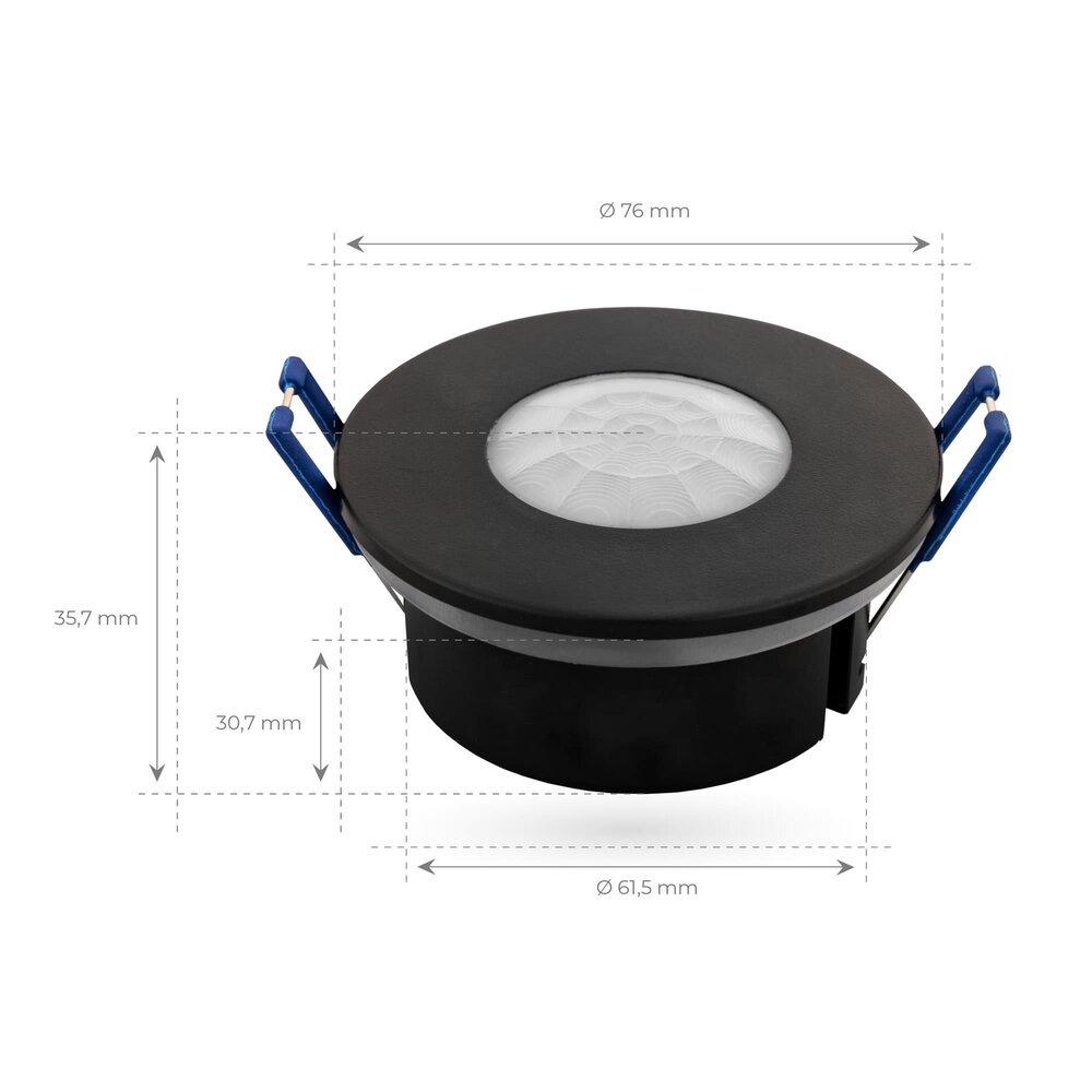 Ledvion Zwarte Inbouw Bewegingssensor 360° Met Schemerschakelaar 8M Bereik Max. 600W IP65