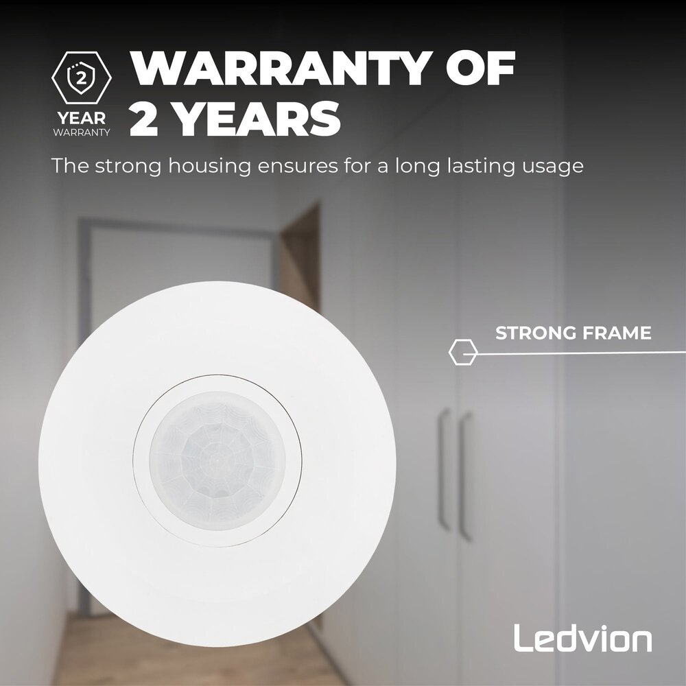 Ledvion Witte Opbouw Bewegingssensor 360° Met Schemerschakelaar 8M Bereik